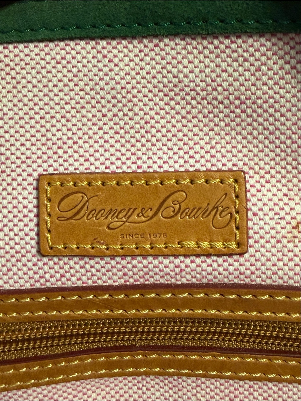 Dooney & Bourke Forest Green Leather Tote with Tan Trim - Picture 6 of 7